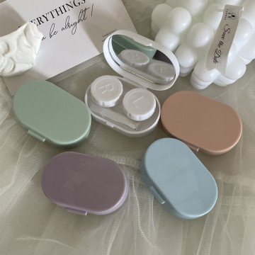 Smooth Candy Color Portable Mini Contact Lens Case for Travel Lady Holder Storage Eye Care Container with Mirror Lenses Box