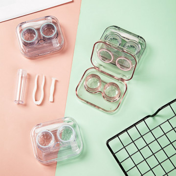 Nuevo estilo Pinzas transparentes rosa Pinzas Caso de lentes de contacto para mujeres Caja de lentes de contacto portátil Conten