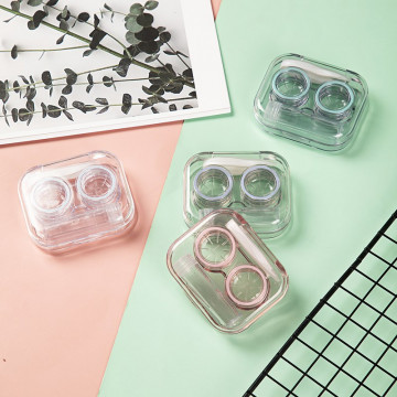 Új stílusú rózsaszín átlátszó csipesz kontaktlencsék tok nőknek Hordozható kontaktlencse doboz konténer utazási kontaktlencsék t