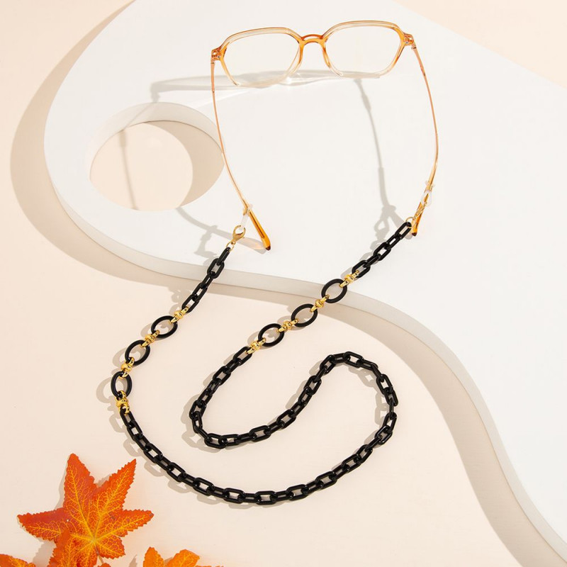 Fashion Black Acrylic Glasses Chain Sunglasses Lanyard Necklace Women Reading Glasses Hanging Neck Strap Rope